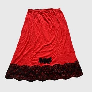 Vintage Red & Black Lacy Slip Skirt